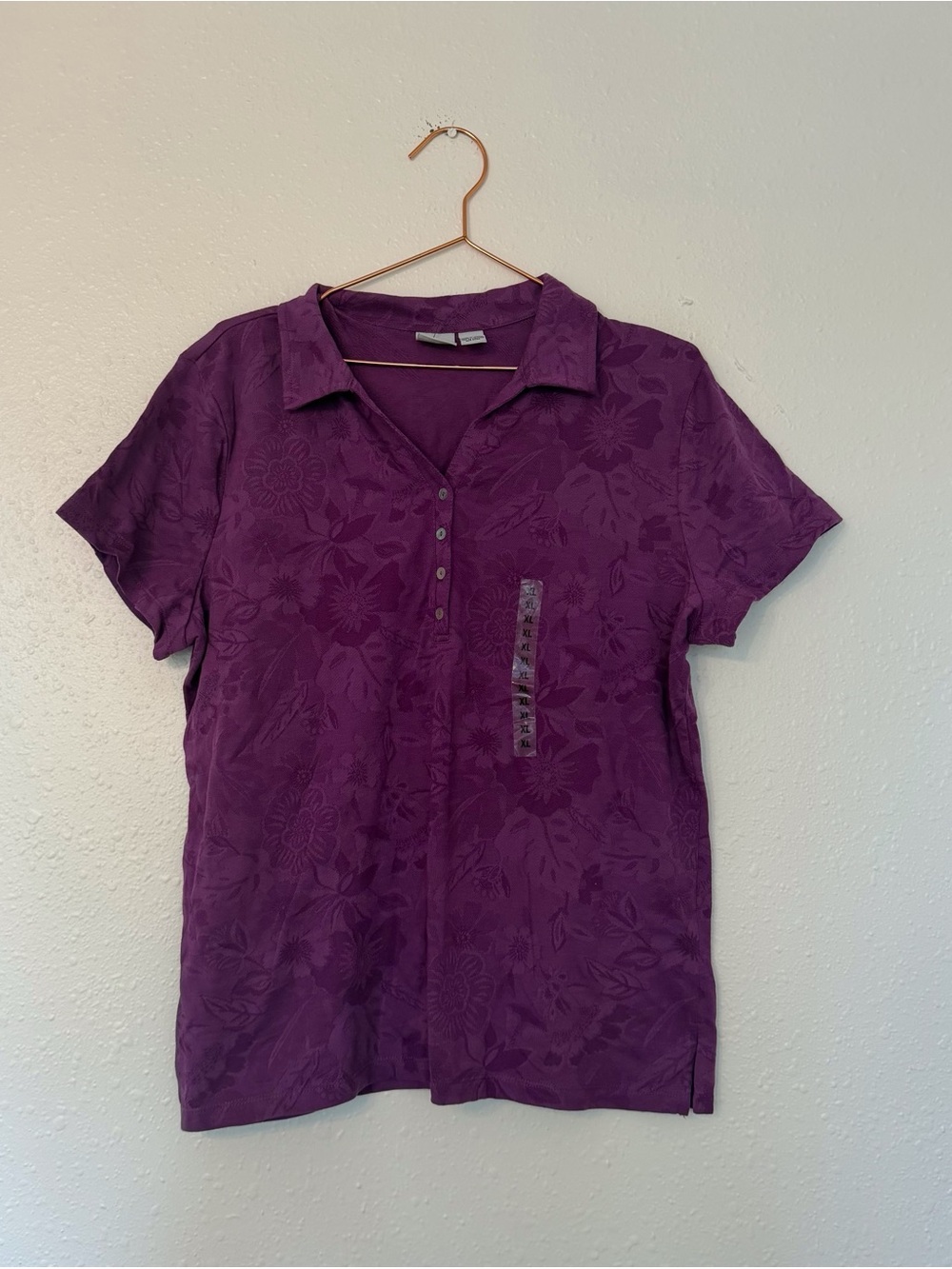 Caribbean Joe Women's Short-Sleeve Polo Top in Deep Purple